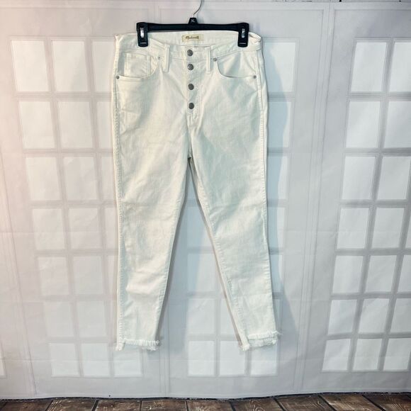 Madewell 10" High-Rise Skinny Jeans in Pure White: Step-Hem Edition size 10 - Picture 6 of 14